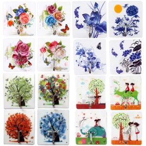 Transparent adhesive wall hook punch free heavy duty decorative utility hooks with 16 patterns