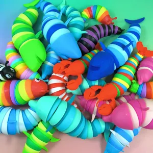 Colorful articulated sensory fidget toys bundle including sharks, lobsters and slugs for stress relief.