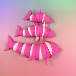 Articulated dolphin fidget toy set, pink plastic stress relief sensory toys for kids