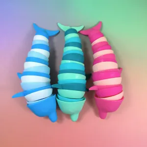 Colorful sensory fidget dolphin toys, stackable decompression toys for kids, detail view.