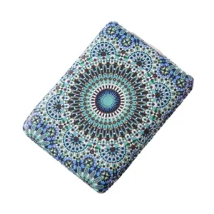 Φορητός ορθογώνιος καθρέφτης μακιγιάζ με boho mandala σχέδιο, διπλής όψης PU pocket.