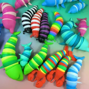 Colorful Articulated Sensory Fidget Toy Flexible Stress Relief Animal Simulation Caterpillar Shark Dolphin Lobster Toy