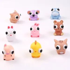 Cute big eye animal squeeze toy stress relief pop out eyes desktop decompression toy set