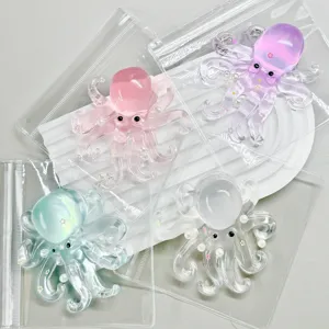 Transparent cute octopus squishy toy detail view, colorful stress relief sensory fidget toy for fun.