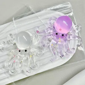 Clear purple octopus squishy toy decompression cute stress relief animal detail view