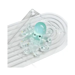 Translucent blue octopus squishy toy for stress relief, cute desktop decompression fidget item.