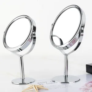 Desktop Makeup Mirror Double Sided Vanity Mirror Metal Frame Small Cosmetic Mirror