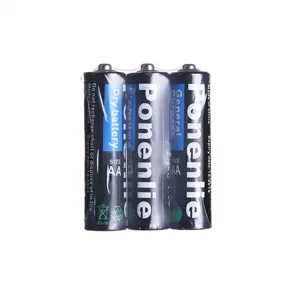 AA koolstof-zink droge batterij 1.5V algemeen gebruik 3-pack huishoudelijke batterijen
