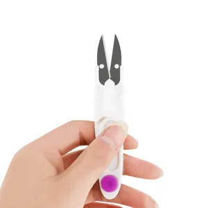 Compact U-shaped thread clipper with cover, ideal for cross stitch, embroidery and crafts.