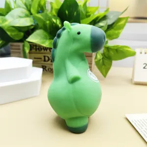 Green donkey stress relief toy detail view, cute animal design, soft touch squeeze fun.
