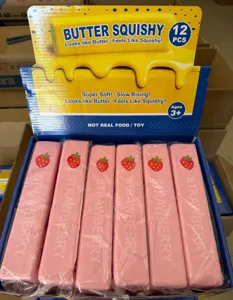 Slow rising pink butter squishy toy set, strawberry scented stress relief toy for kids.