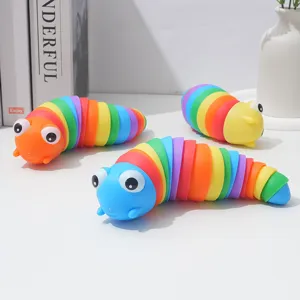 Colorful articulated slug fidget toy sensory tactile caterpillar toy for stress relief desk.