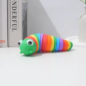 Colorful articulated caterpillar fidget toy sensory slug stress relief desk toy rainbow design