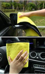 Panno di pulizia auto in pile corallo bicolore ispessito per dettagli interni ed esterni.