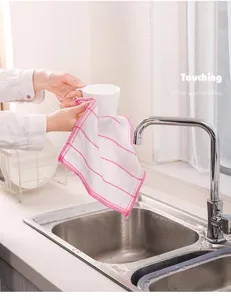 Paño de cocina engrosado absorbente de malla para limpiar fácilmente cuencos y tazas.