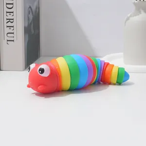 Rainbow Fidget Slug Toy Flexible Articulated Caterpillar Sensory Desktop Stress Relief