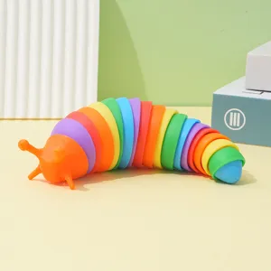 Colorful sensory slug toy articulating rainbow caterpillar fidget toy for stress relief desk decor