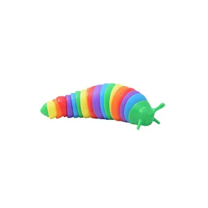 Rainbow articulated slug fidget toy sensory caterpillar stress relief toy for kids and adults