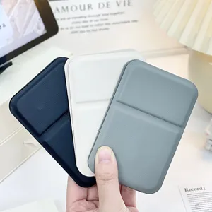 Portable PU leather foldable mirror in three classic colors, sleek handheld desktop design.