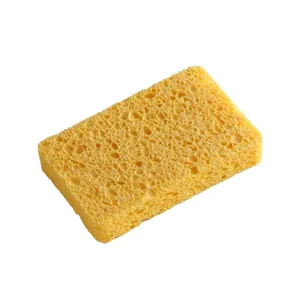 Yellow wood pulp sponge kitchen cleaning dish washing sponge rectangular main view photo.
