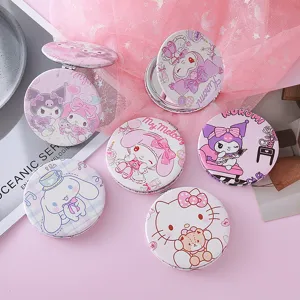 Cute cartoon foldable double-sided pocket makeup mirror portable compact mirror for women