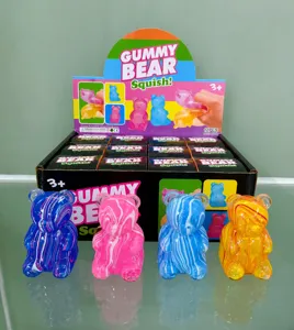Cute gummy bear squishy toy, TPR soft stress relief toy, colorful cute decompression gift.
