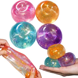 Colorful glitter apple squeeze toy, translucent TPR slow rebound stress relief sensory toy ball.