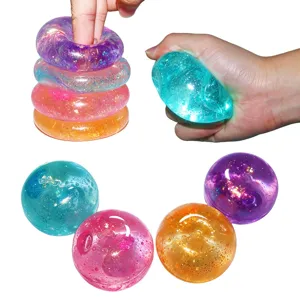 Colorful glitter apple stress relief toy, TPR soft slow rebound squeeze ball for kids.