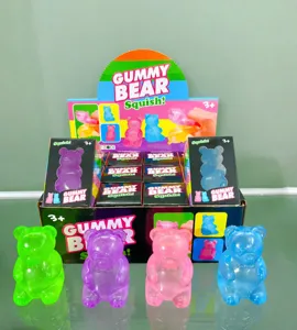 Gummy bear squeeze toy TPR cartoon decompression stress relief toy detail display.