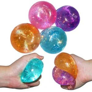 TPR glitter apple stress relief toy squeeze ball sensory fidget toy for anxiety relief
