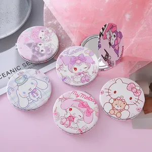 Cute cartoon double-sided folding makeup mirror portable pocket cosmetic mirror for women