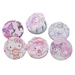 Cute cartoon folding pocket mirror compact double sided makeup mirror portable for daily use