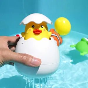 Cute baby bath toy water spraying floating egg duckling sprinkler for toddler fun pool
