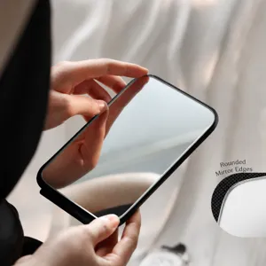 Portable pocket makeup mirror with smooth rounded edge design, ideal for daily use and travel.