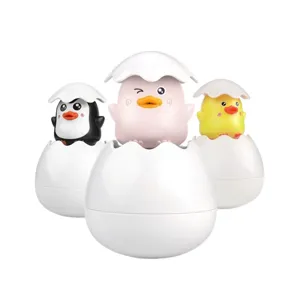 Cute baby bath toy set water spray floating egg shell duck penguin fun kids toy