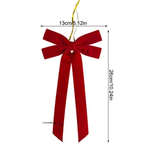 Large red velvet bow Christmas tree hanging ornament holiday party home decor size details