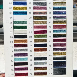 Detailansicht von 48 Farboptionen metallic Samtband Muster für Weihnachtsdeko Basteln.