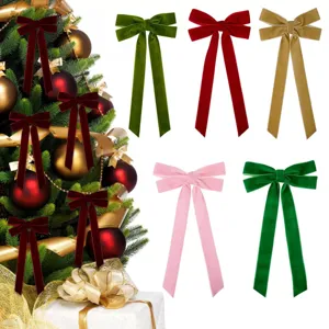 Large Velvet Bow Christmas Tree Ornament Hanging Bowknot Holiday Party Home Door Wedding Decoration