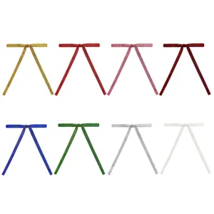 Weihnachts Glitzer Samt Schleife Set, 8 bunte hängende Ornamente für Baum und festliche Dekoration.
