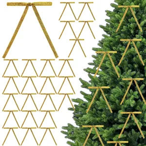 Goldener Samt Weihnachtsgeschenk Schleifen Weihnachtsbaum Hängende Ornamente Festliche Party Heimdekoration Schleifen Dekorationen