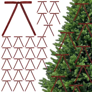 Rote Glitzer Samt Weihnachts Schleifen für Baum Dekoration Feiertag Hängeornamente