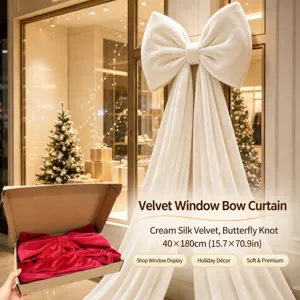 Large Christmas velvet bow decor with gift box, perfect for holiday tree and window display.