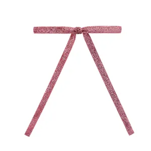 Rosa glitzernde Samtband Dekoration, ideal fuer Christbaum und weihnachtliche Haengeornamente.