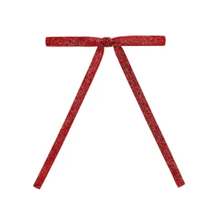 Roter Glitzer Band Schleife Weihnachtsbaum Hängeornament Festliche Party Deko Accessoire