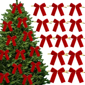 Velvet Christmas Bowknot Gift Ribbon Christmas Tree Wreath Hanging Ornament Home Decor