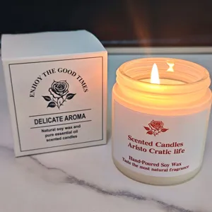 Scented candle soy wax essential oil home bedroom long lasting fragrance decor detail view