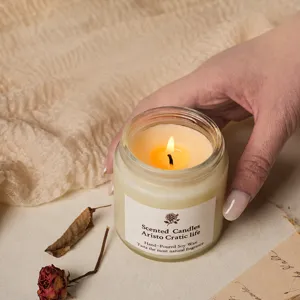Soy Wax Scented Candle Glass Jar With Metal Lid Long Lasting Aromatherapy Candle For Home Room Decor