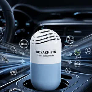 Car air freshener capsule solid aroma diffuser for automotive interior odor removal.