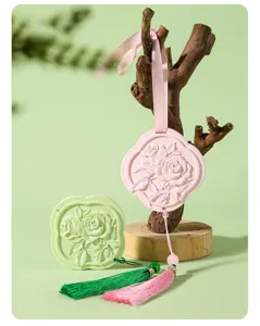Rose carved aroma stone plaster hanging ornament for car and home interior decor essential oil