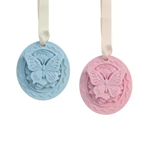 Car hanging aroma stone diffuser with butterfly relief, cute plaster hanging ornament for home.